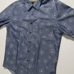 Cova Shirt Long Sleeve Button Down Circle Print Blue Preppy Men's size Medium